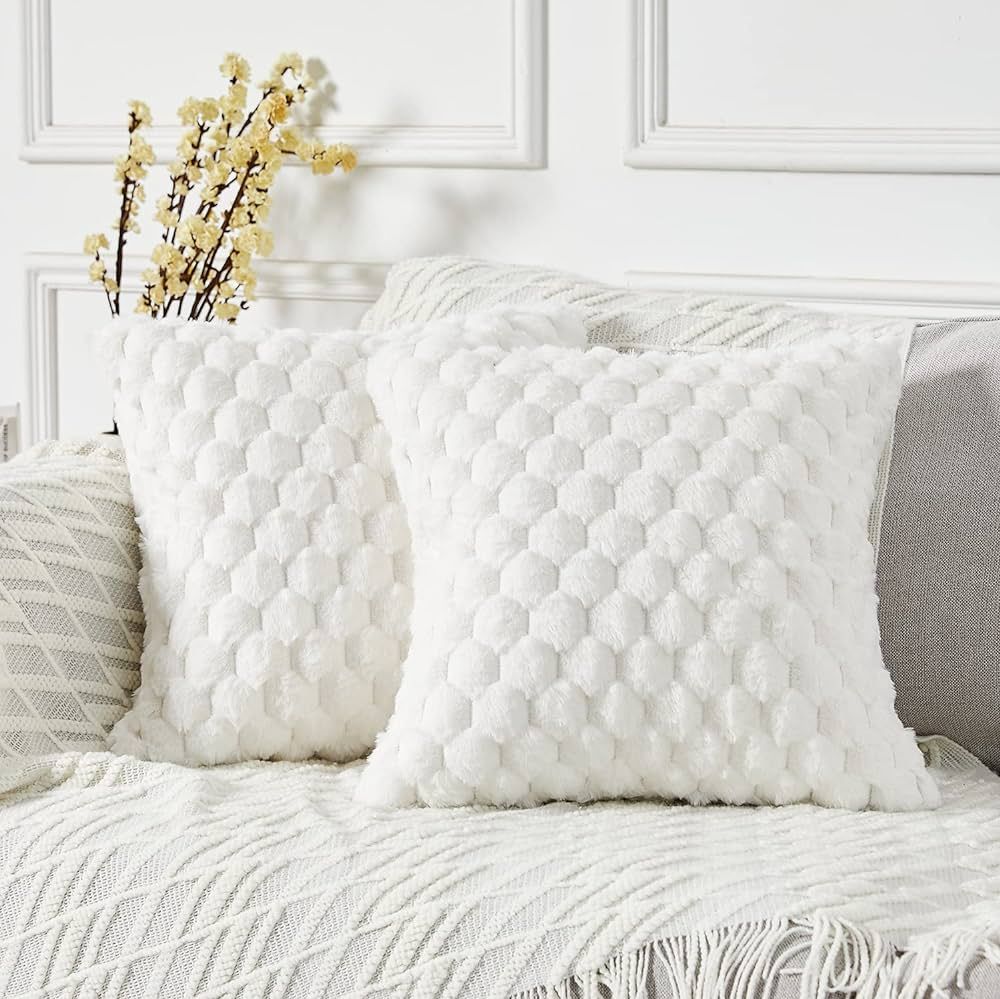 Yaertun Pack of 2 Super Soft Cozy Decorative Throw Pillow Covers Fuzzy Plush Faux Fur Luxury Cush... | Amazon (US)