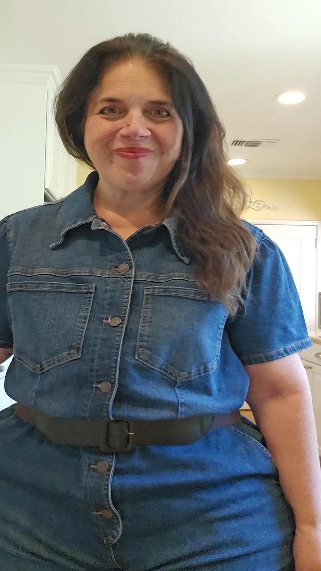 Denim jumpsuit is such a classic outfit and this one has such great style.I love the details on this summer outfit and it is a great travel outfit as well!The material is comfortable and the back waistband is a great addition.Do you prefer it with the belt or without? LMK in the comments. How would you wear it?

#LTKMidsize #LTKPlusSize #LTKOver40