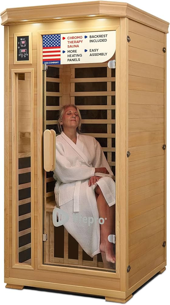 LifePro 1 Person Far Infrared Sauna for Home - Home Sauna, Tempered Glass Door, Oxygen Ionizer, &... | Amazon (US)
