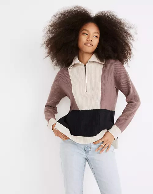 Glenbrook Half-Zip Pullover Sweater in Colorblock | Madewell