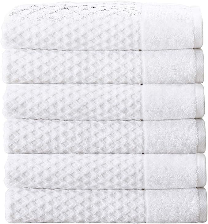 100% Cotton Hand Towel Set (16 x 28 inches) Highly Absorbent, Textured Luxury Hand Towels. Grayso... | Amazon (US)
