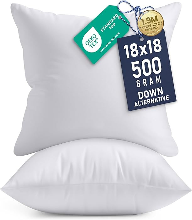 Utopia Bedding 18x18 Pillow Inserts, Set of 2, White – Indoor Decorative Throw Pillows for Bed,... | Amazon (US)