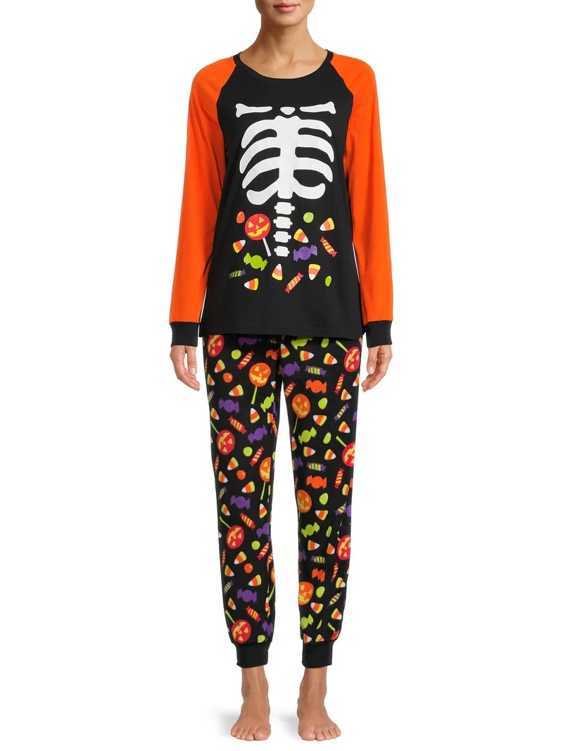 Way to Celebrate Halloween Family Pajamas Women's and Women's Plus, Women's 2 Piece set | Walmart (US)