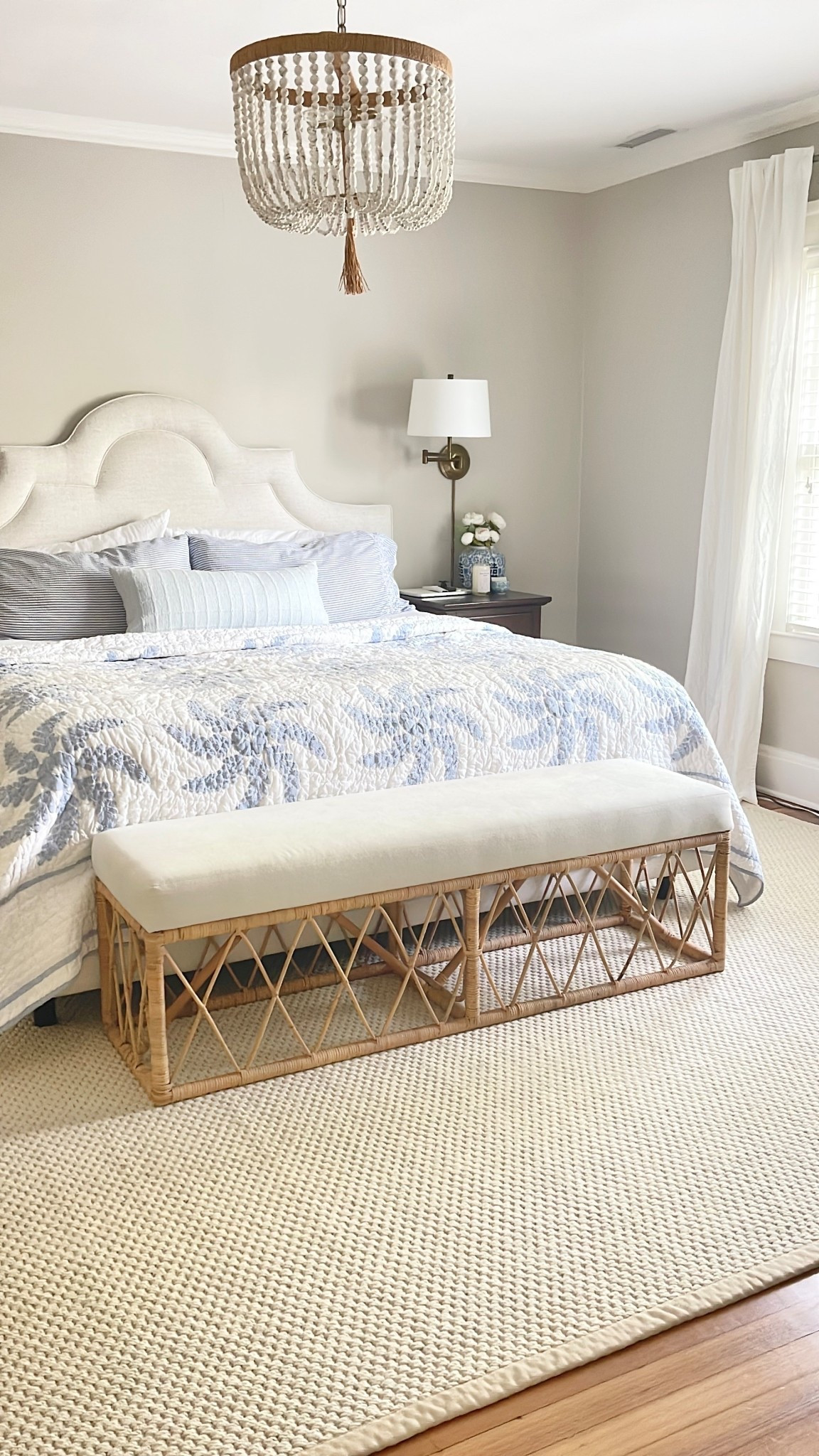 This may be my favorite rug for Amazon ever!!! Love the border detail, it is a super soft wool/jute blend that’s neutral AND so beautiful!! Highly recommend! We used a 9x12 in our bedroom 🤍

Quilt is discontinued from Serena & Lily but I linked similar options and the bench was a Ballard Designs look for less that I scored at HomeSense years ago!

#LTKHome