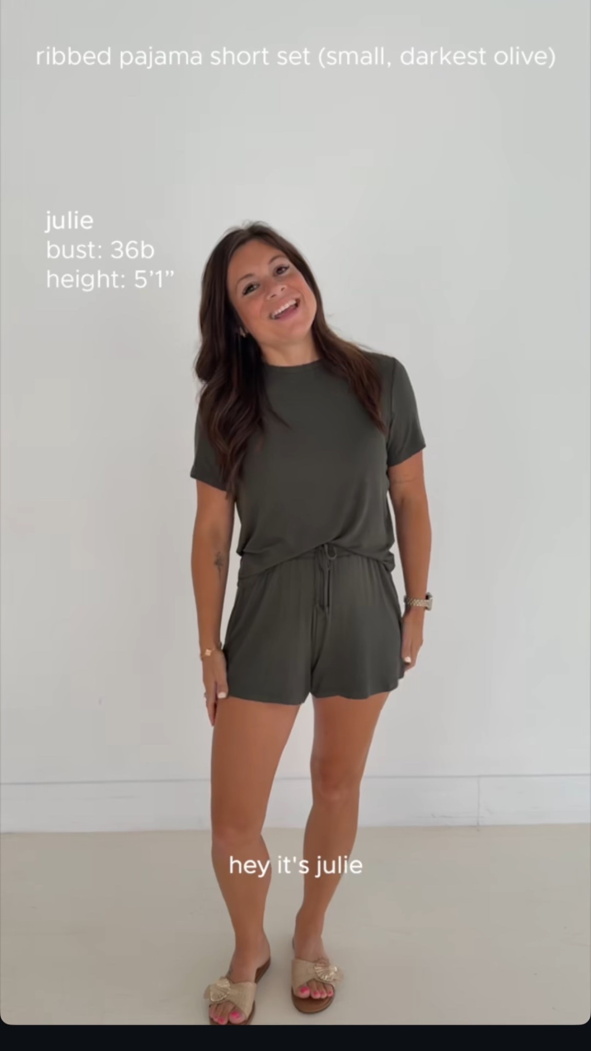 ribbed pajama set in a size small! color is darkest olive! I have and love these in 3 other colors!! 