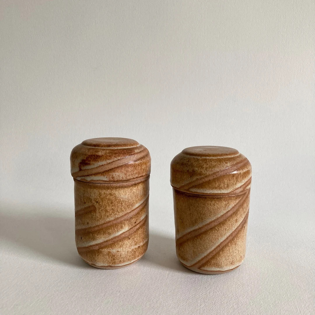 Artist Signed Ceramic Lidded Jars: Handmade Studio Pottery, Set of 2 - Etsy | Etsy (US)