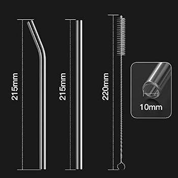 HeykirHome 8-Pack Reusable Glass Straw,Size 8.5''x10 MM,Including 4 Straight and 4 Bent with 2 Cl... | Amazon (US)