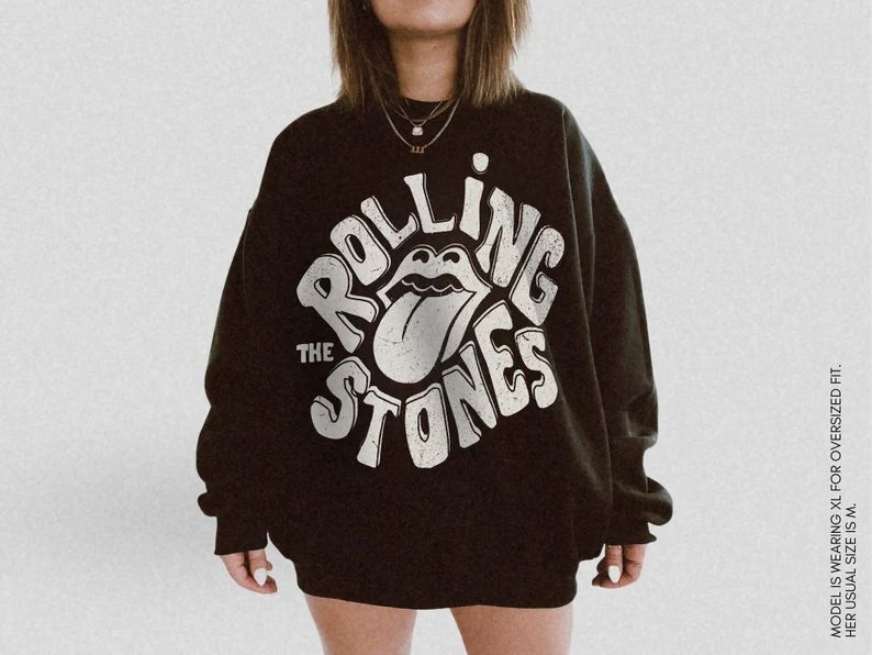 Rolling Stones UNISEX Sweatshirt Vintage Rock Band Rolling Stones Tour Distressed 70s 80s Oversiz... | Etsy (US)