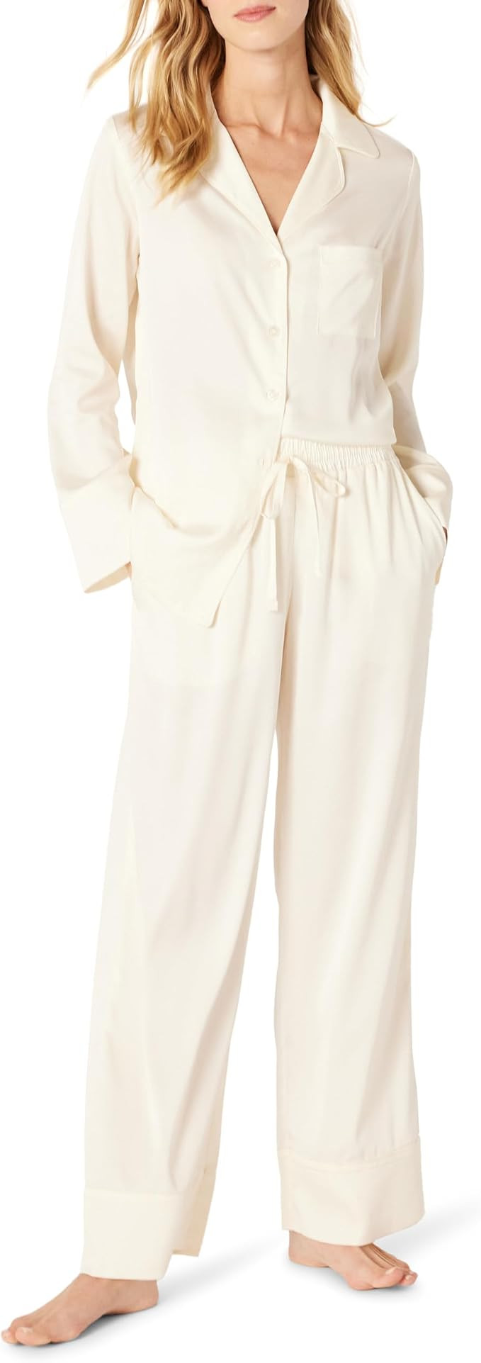 Amazon Essentials Women's Satin Long Sleeve Shirt and Pant Pajama Set | Amazon (US)