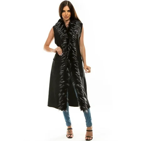 Women Faux Fur Long Vest | Walmart (US)