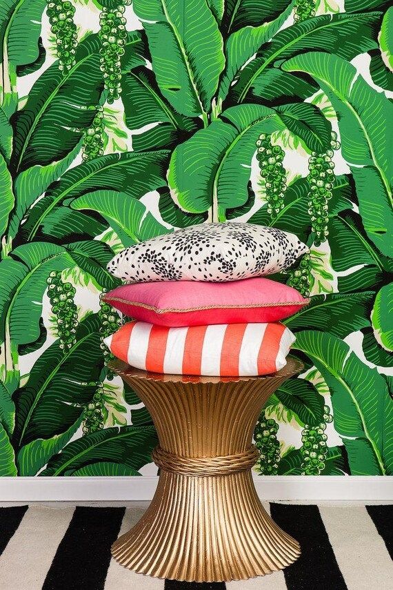 Brazilliance Wallpaper Dorothy Draper- Palm Leaf Wallpaper - Banana Leaf Wallpaper - The Greenbrier  | Etsy (US)