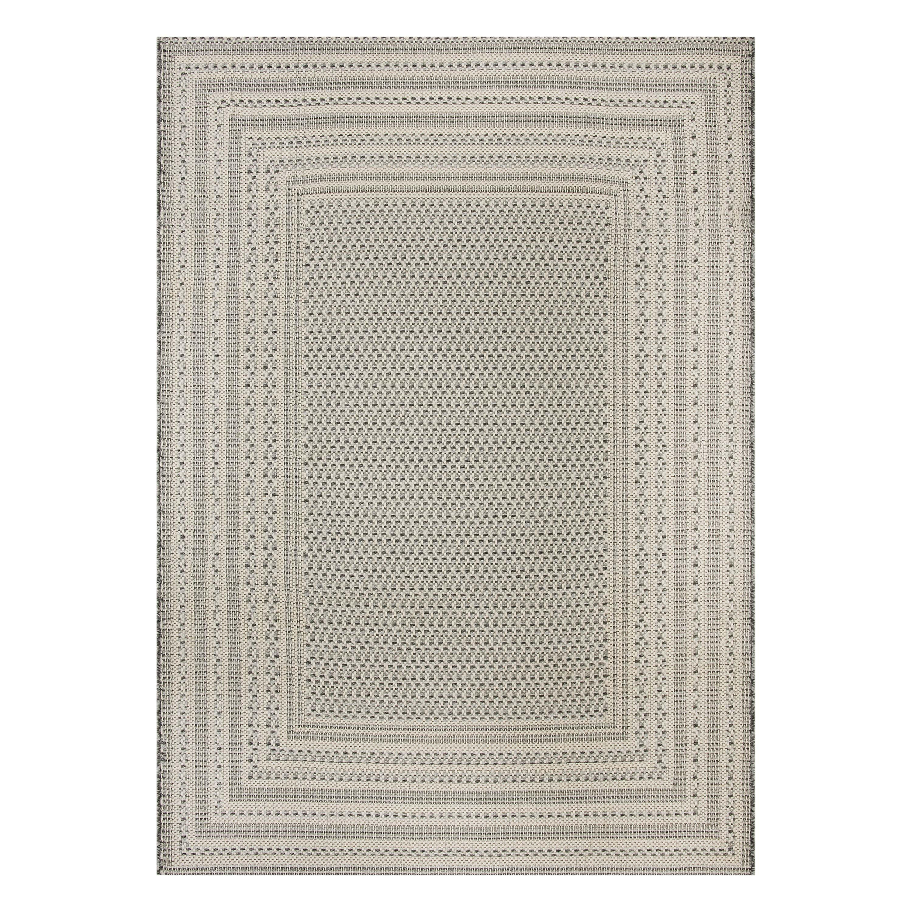Better Homes and Gardens Woven Border 5’ x 7’ Outdoor Rug - Polypropylene/Polyester - Gray | Walmart (US)