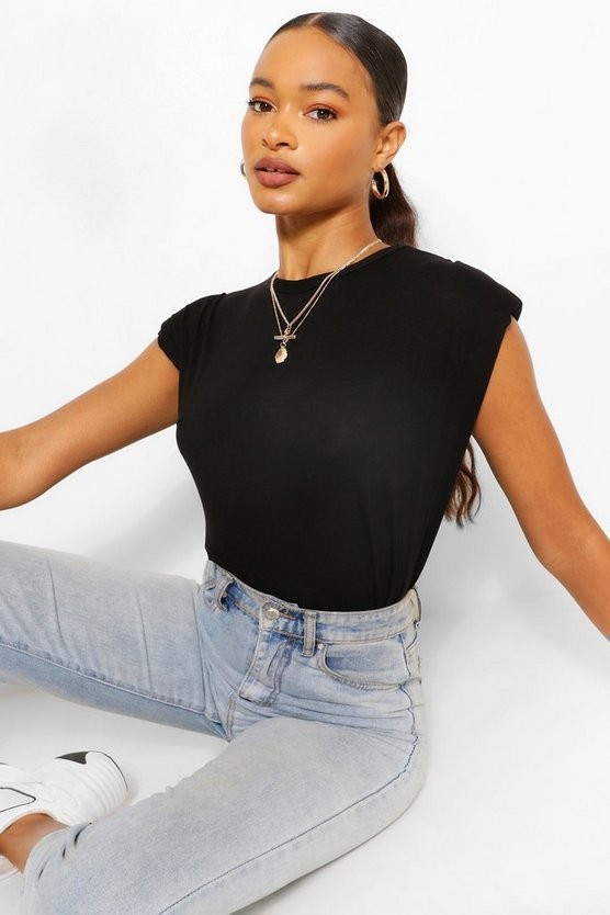 Shoulder Pad T-Shirt | Boohoo.com (US & CA)
