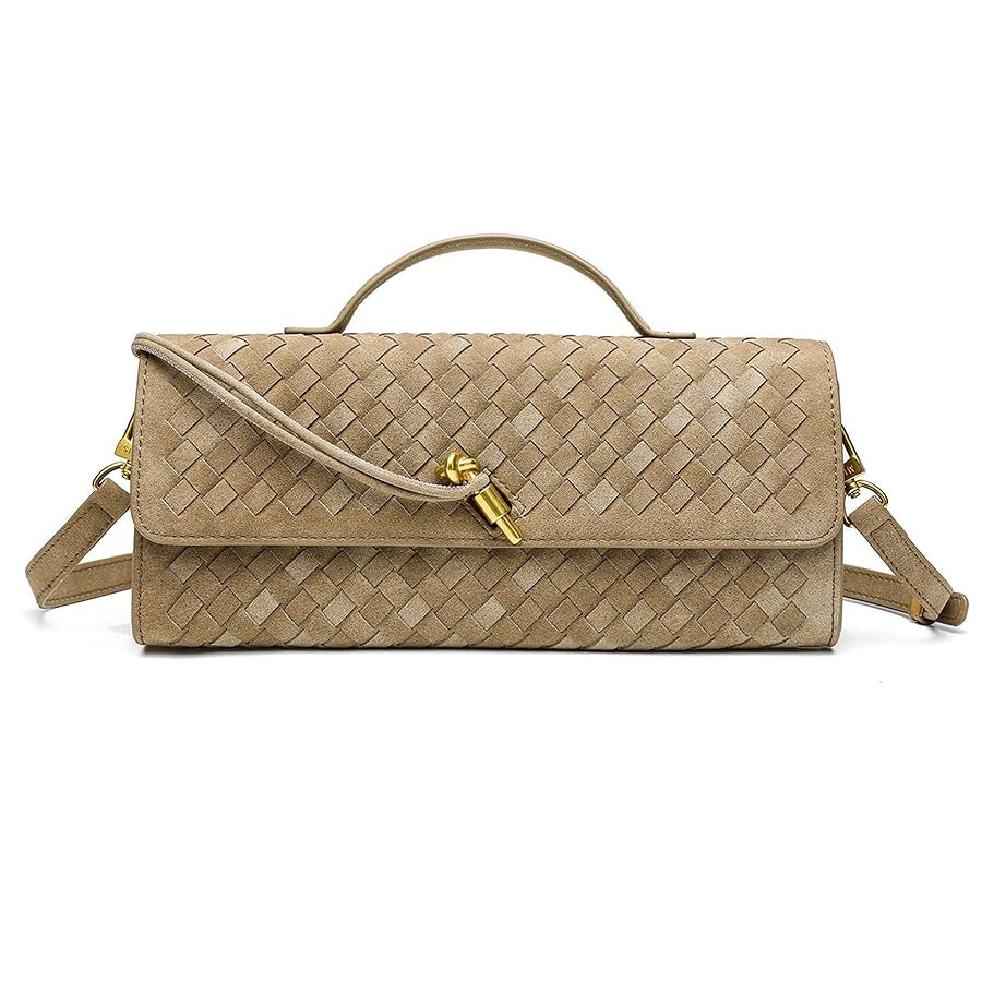 Suede Woven Clutch Purse for Women Designer Hand-woven Crossbody Bag Trendy Evening Handbag Shoul... | Amazon (US)