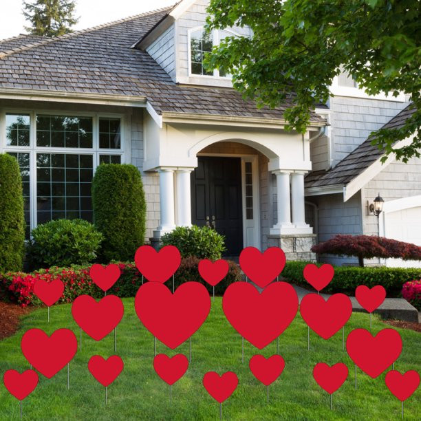 Valentine's Day Red Hearts Yard Decorations, 20 Red Hearts Multiple Sizes, Red Waterproof Corruga... | Walmart (US)