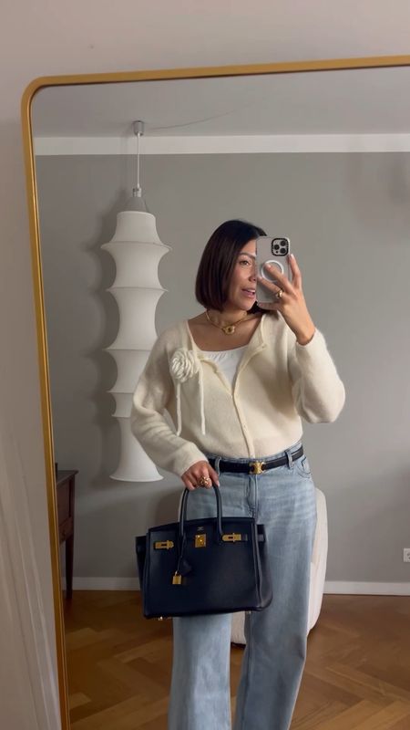 outfit inspiration, fall outfit, low waist jeans, Monki, Cardigan, Sezane Paris, Flattered, slingback heels, airism cotton sleeveless bra, Uniqlo, Nederland. 

#LTKSeasonal #LTKeurope #LTKstyletip