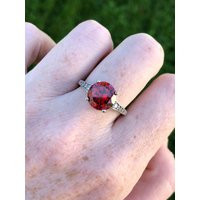 Stunning Sterling Silver Red Cz Ring Size 8 | Etsy (US)