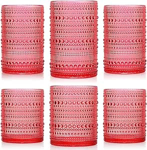 Foaincore 6 Count Hobnail Drinking Glasses Set Vintage Glassware Old Fashioned Beverage Glasses B... | Amazon (US)