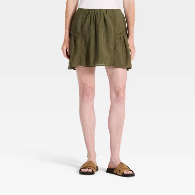 Women's Lace Trim Mini Full Skirt - Universal Thread™ Olive Green 3X | Target