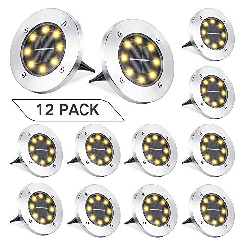 Joomer Solar Ground Lights, 12 Pack 8 LED Solar Pathway Lights Waterproof In-Ground Outdoor Landscap | Amazon (US)