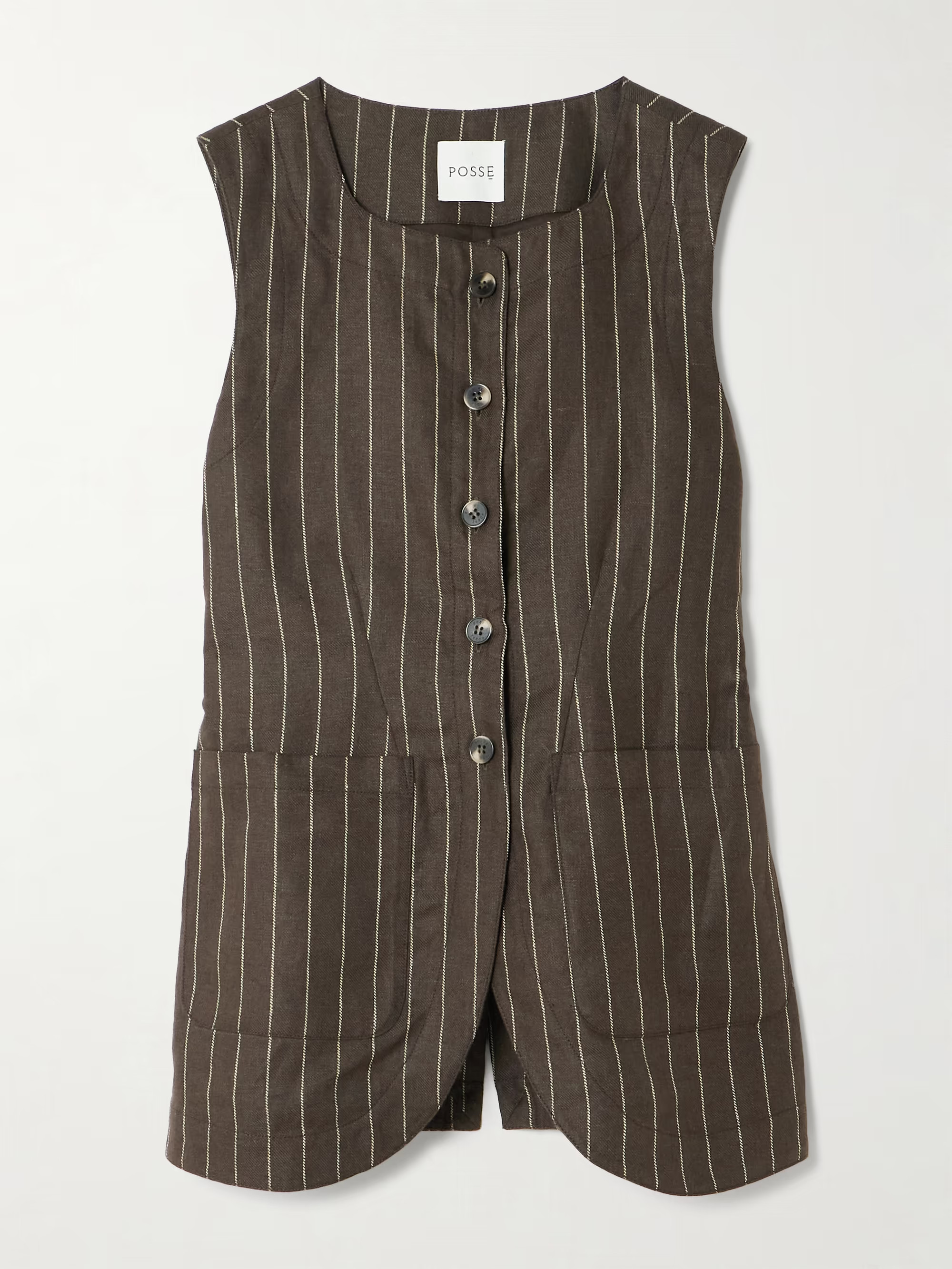 Emma pinstriped linen-twill vest | NET-A-PORTER APAC