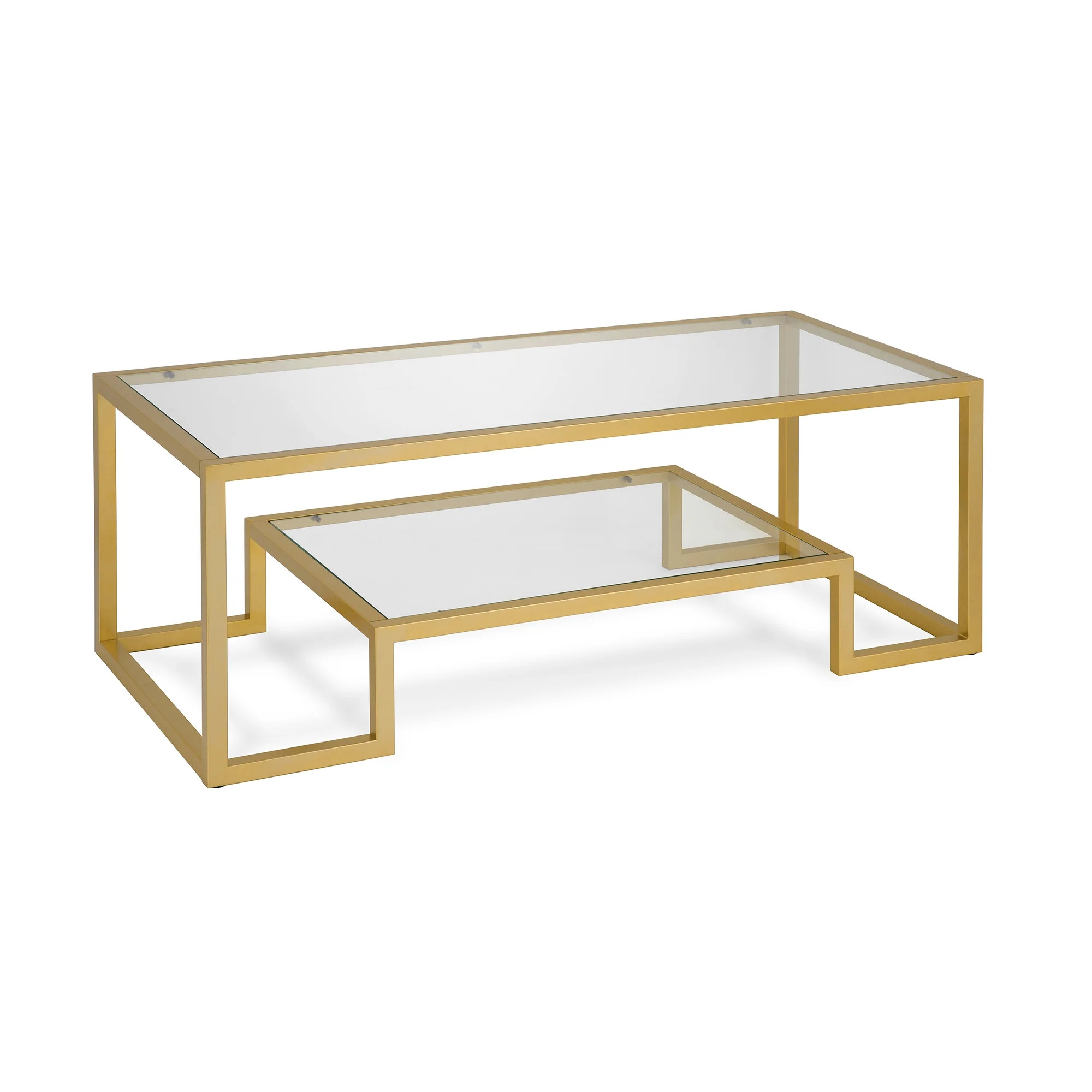 Evelyn&Zoe Contemporary Coffee Table with Glass Top and Shelf - Walmart.com | Walmart (US)