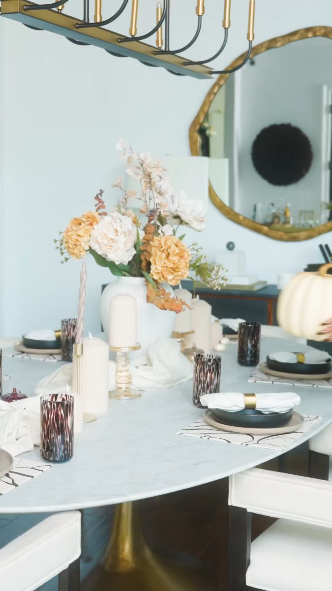 Obsessed with how this year’s fall tablescape turned out 🤎 I DIY’d the placemats, and everything else is super affordable — perfect for creating a warm, cozy vibe at home this season 🍂

#LTKFindsUnder50 #LTKHome #LTKSeasonal