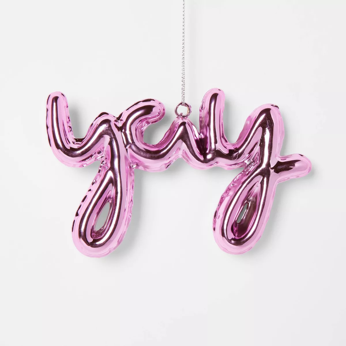 Metallic 'Yay' Balloon Christmas Tree Ornament Pink - Wondershop™: Indoor Plastic Decor, 3" x 4... | Target
