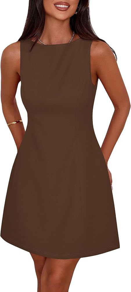 PRETTYGARDEN Womens Formal Short Dresses 2025 Summer Sleeveless Boat Neck A Line Elegant Mini Coc... | Amazon (US)