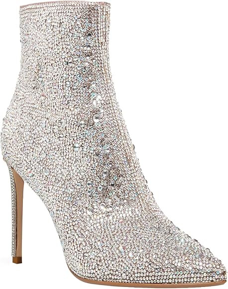 MUCCCUTE Women's Rhinestone Boots Knee High Pointed Toe Stiletto High Heel Sparkly Boots Fashion ... | Amazon (US)