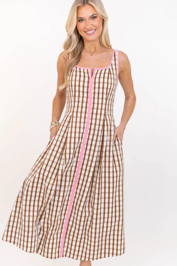 THML: Always Looks Right Brown Gingham Dress | The Mint Julep Boutique