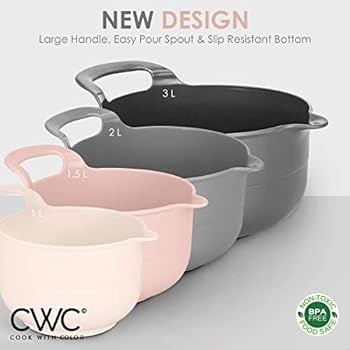 Amazon.com: COOK WITH COLOR Mixing Bowls - 4 Piece Nesting Plastic Mixing Bowl Set with Pour Spou... | Amazon (US)