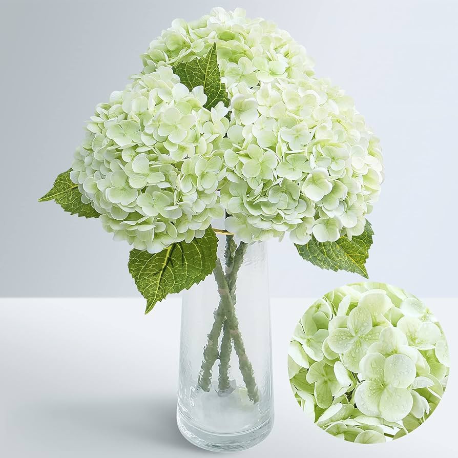 Waipfaru 21" Real Touch Hydrangea Artificial Flowers with Long Stem & Leaves, Full Latex Faux Hyd... | Amazon (US)