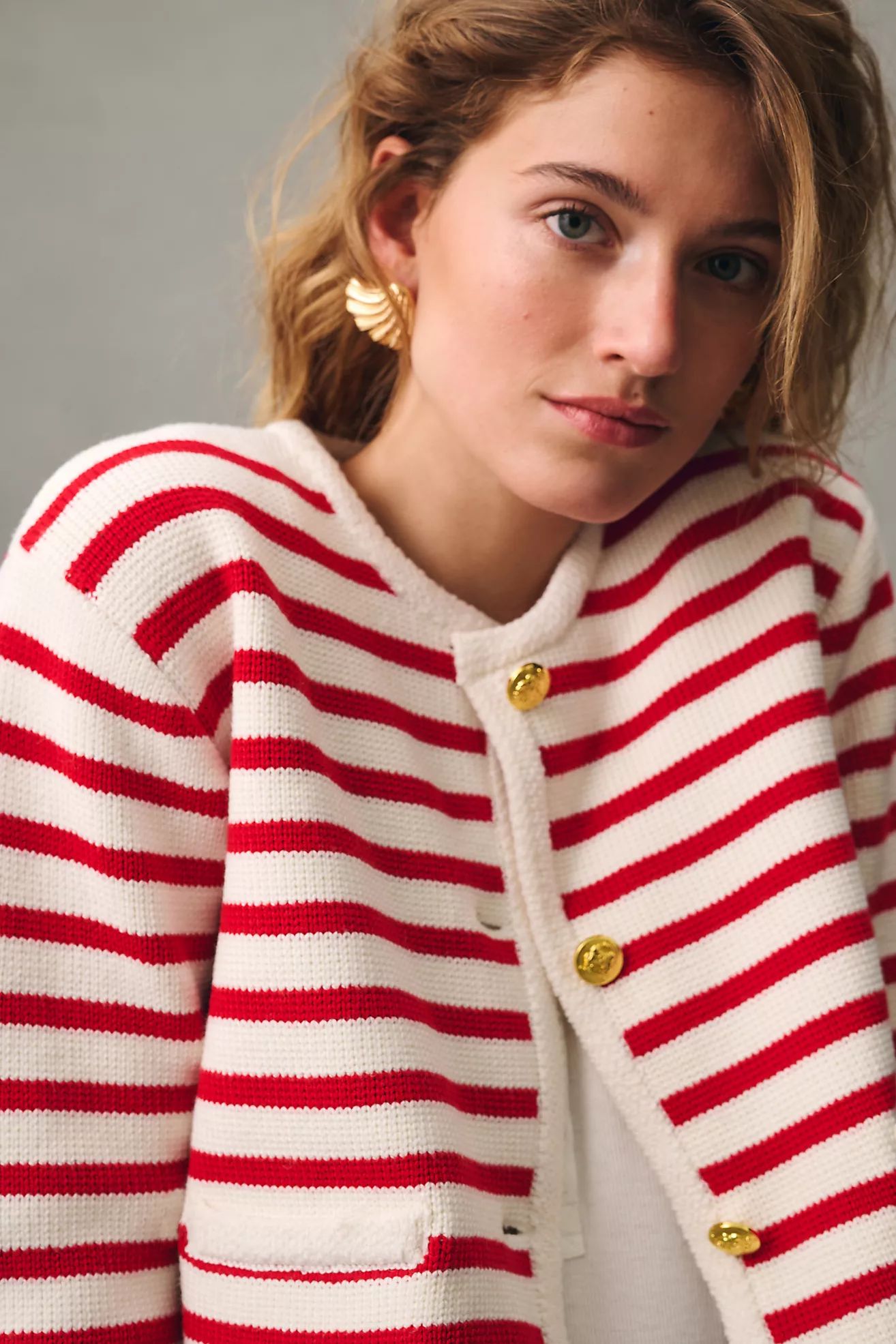 English Factory Striped Cropped Sweater Cardigan | Anthropologie (US)