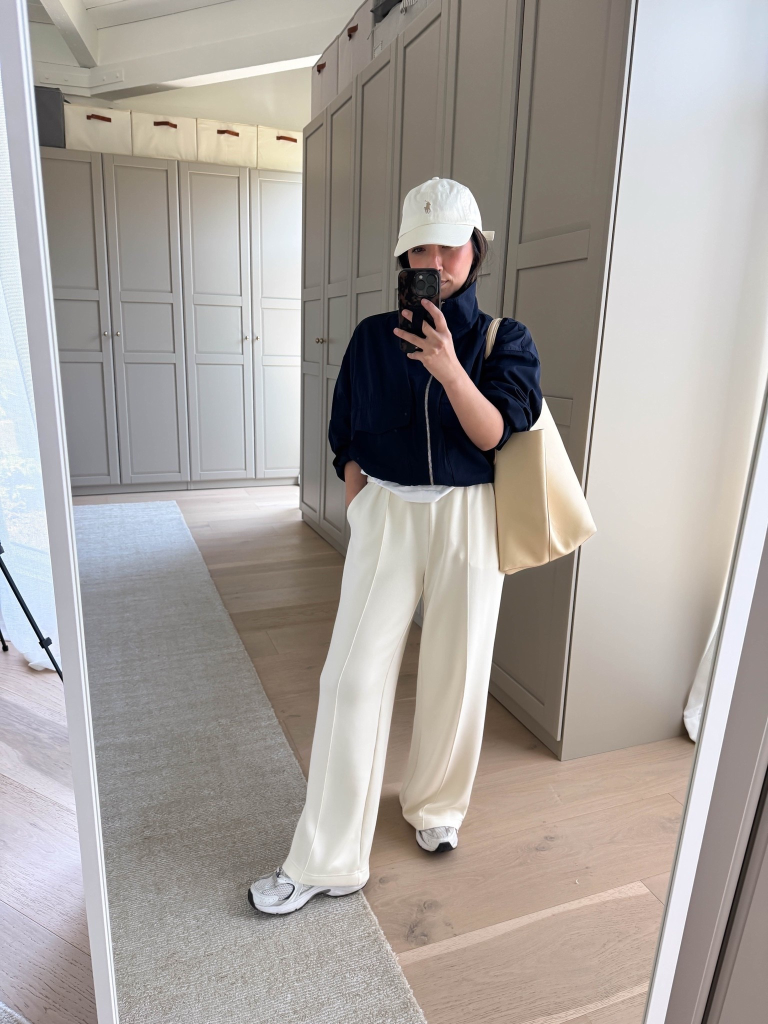 Mom Outfit but elevated. These are the pants you need to elevate your daily uniform. They’re so comfortable and flattering.  

Madewell tee small -reordered the xs
Zara jacket xs
Varley wide leg pants small - xs is sold out everywhere 
Amazon socks
New Balance 530 size 6
Polo hat
Mansur Gavriel tote
Quince earrings

#LTKmomlife #LTKootd #LTKPetite