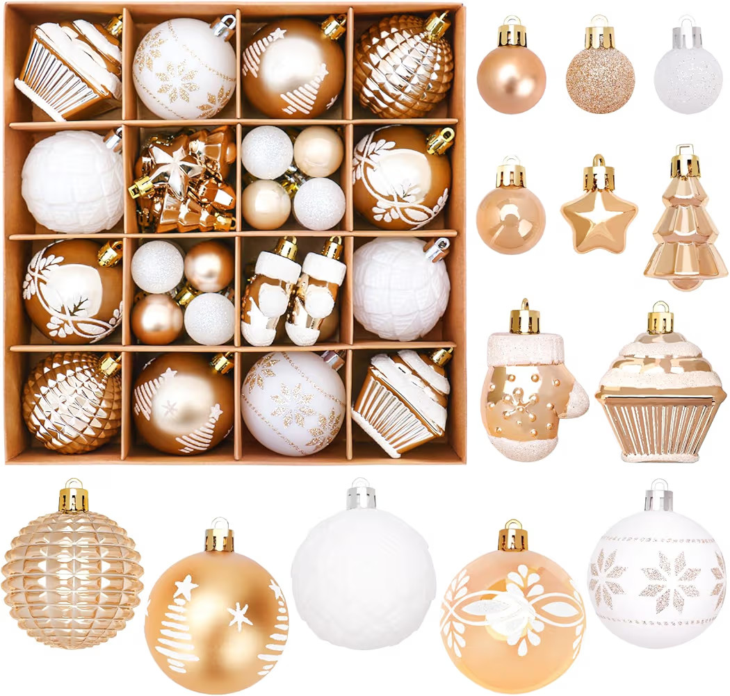 FestiveBliss Christmas Ball Ornaments, 42 Pcs Shatterproof Plastic Christmas Balls for Xmas Tree ... | Amazon (US)