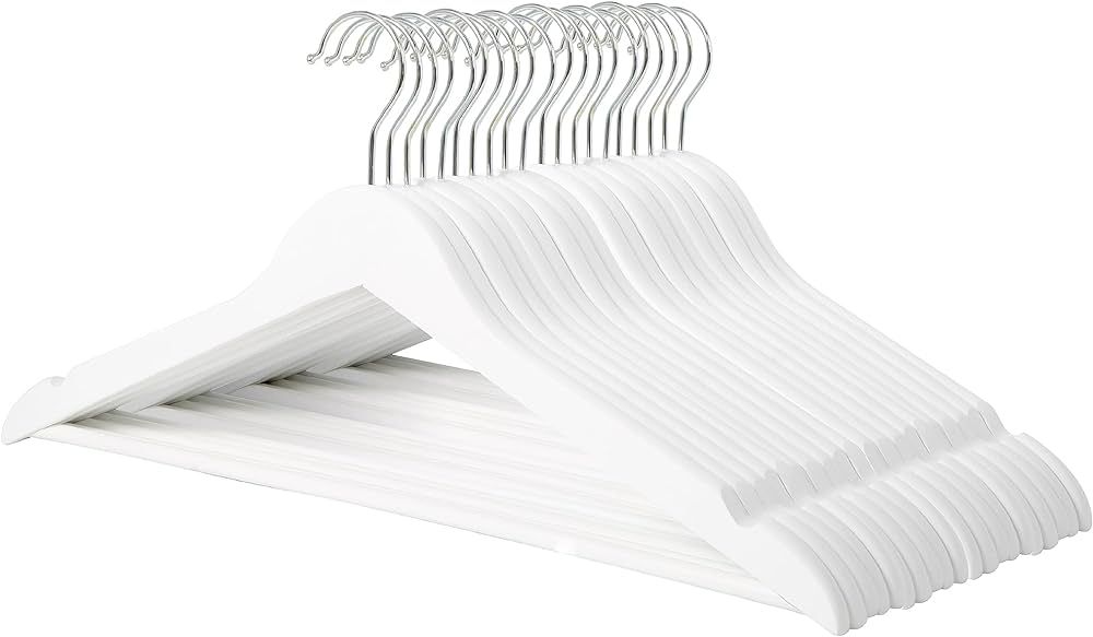 Amazon Basics Wood Suit Clothes Hangers - White, 20-Pack | Amazon (US)