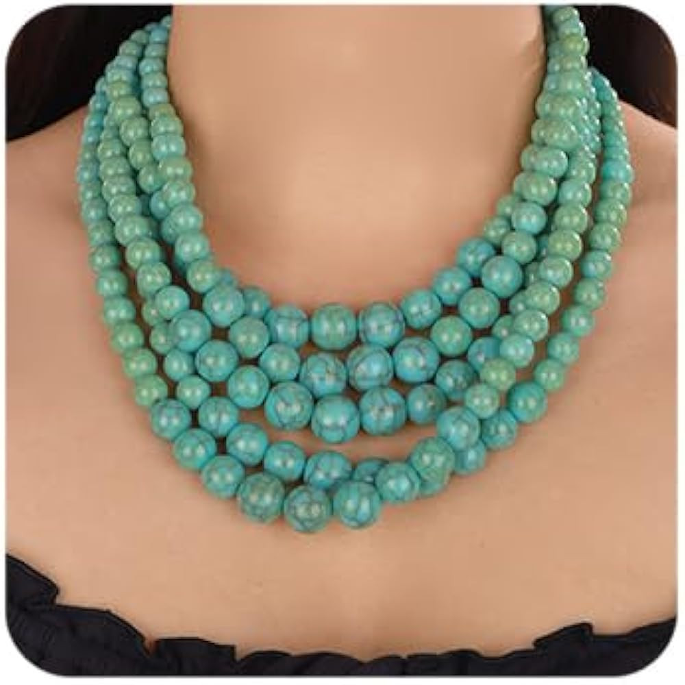 Octwine Bohemian Statement 5 Layer Green Pearl Necklace 1920s Pearl Earrings Vintage Pearl Neckla... | Amazon (US)