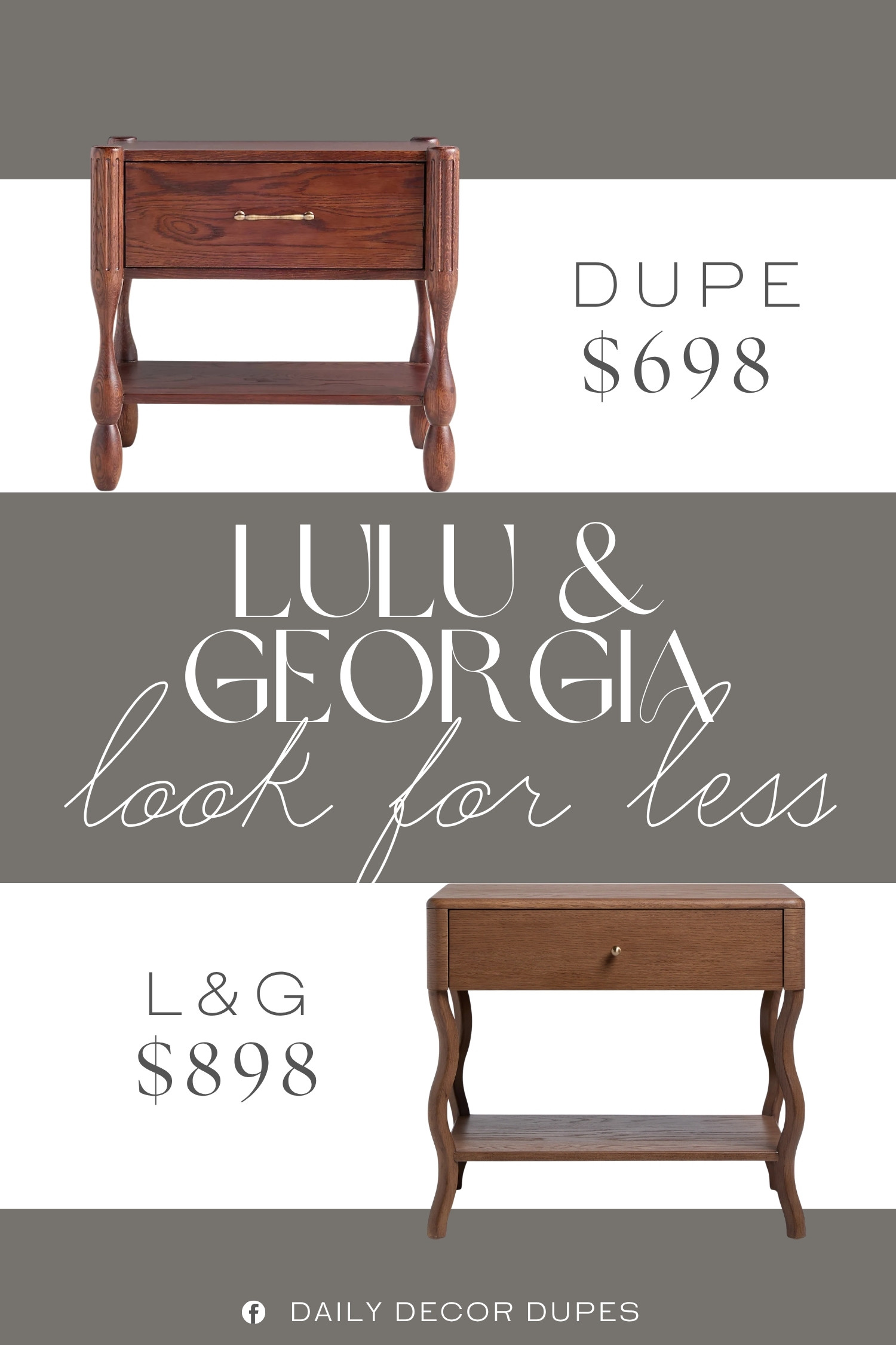 The Lulu & Georgia Lasya Nightstand pairs a rich wood finish with a curved silhouette, turned legs, a single drawer, and an open lower shelf for a look that feels collected and full of charm. Its compact design gives you practical bedside storage without adding visual bulk, making it a beautiful fit for bedrooms, guest rooms, or cozy reading spaces. At around $698, compared with the $898 designer version shown, this style brings warm traditional detail and timeless appeal to the space at a more approachable price point. 🪵✨🏡

Home more affordable option find similar look for less budget friendly affordable cheap cheaper beautiful pretty. Clearance sale coupon code discount code promo code luxury Inspo inspiration inspired by idea ideas Love like these? I share multiple every day in my FB group.
#LuluAndGeorgiaInspired #Nightstand #WoodNightstand #TraditionalNightstand #VintageInspiredFurniture #BedsideTable #BedroomFurniture #WoodFurniture 

 #LTKHome