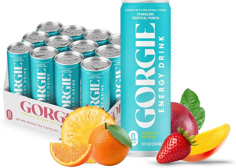 GORGIE Sugar Free Natural Energy Drinks, Sparkling Paradise Punch (12 Pack) - Healthy Energy Drin... | Amazon (US)