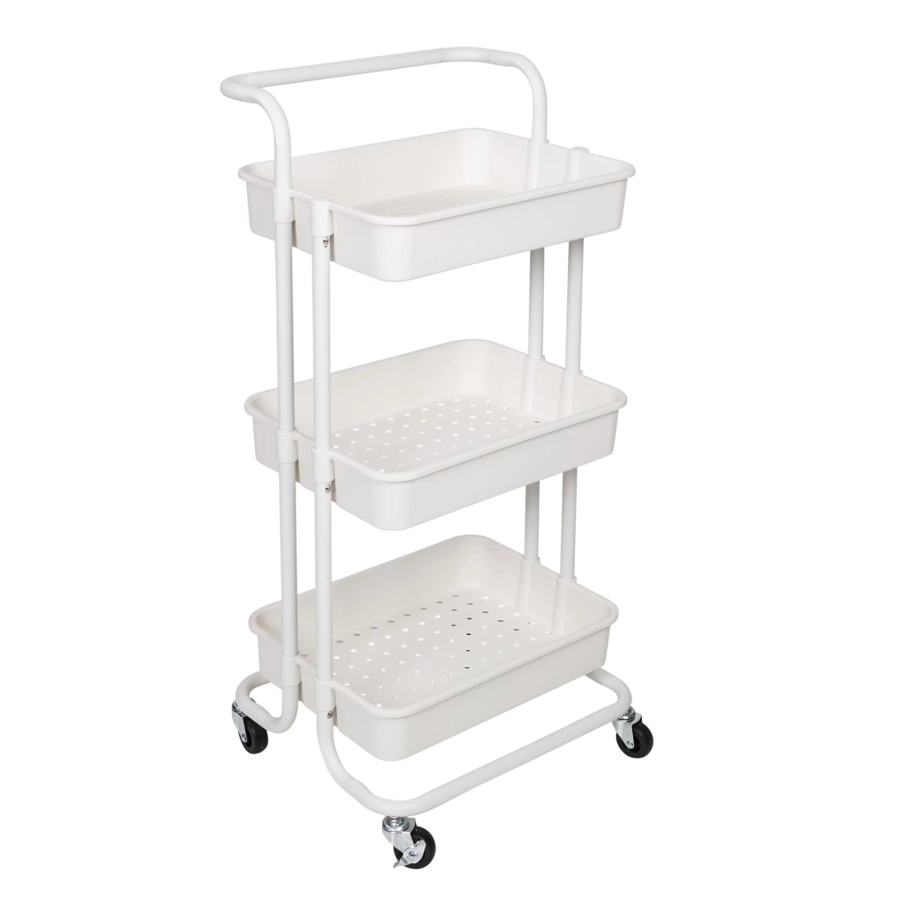 Honey Can Do, 3 Tier Rolling Craft Cart with Handle, White | Walmart (US)