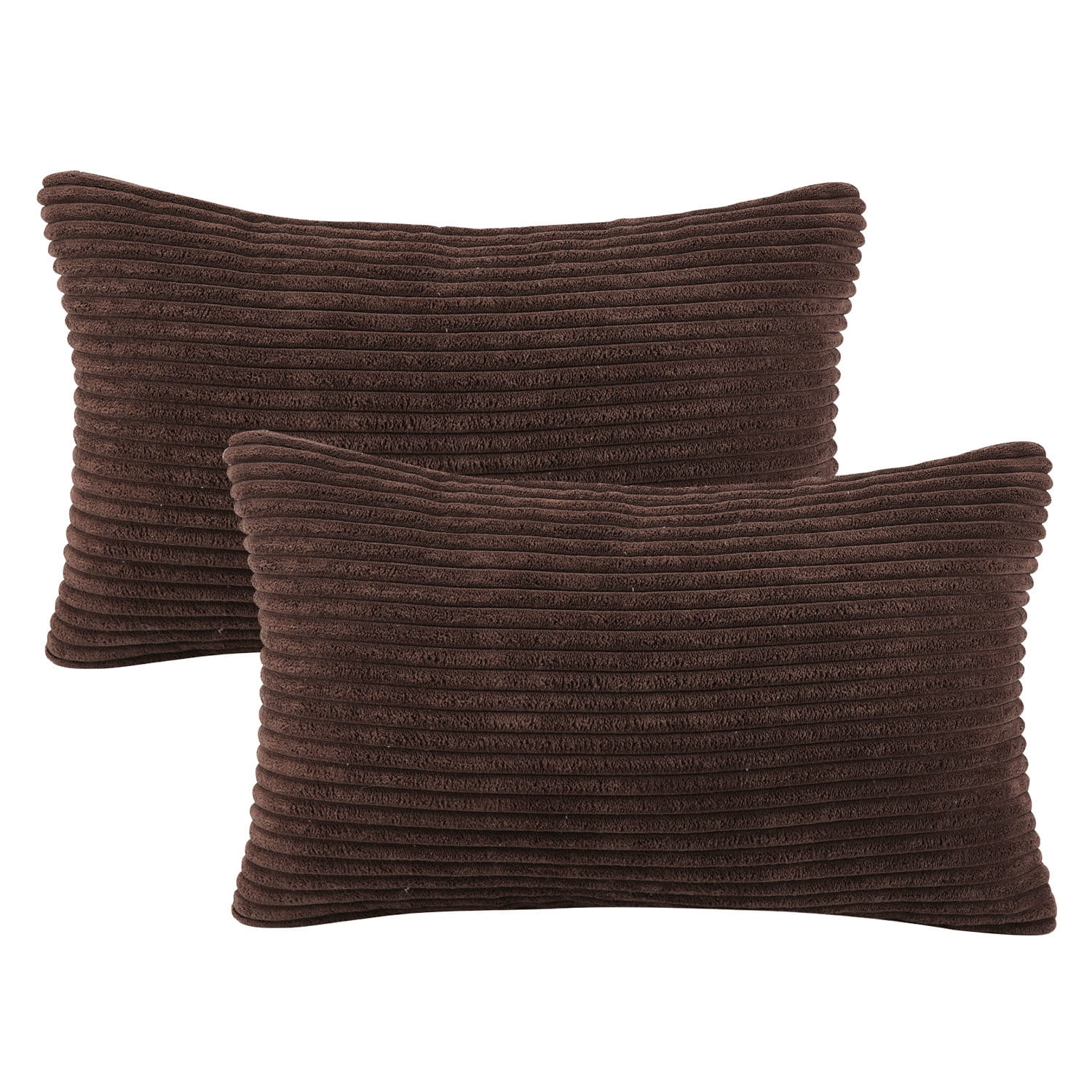 Phantoscope Soft Corduroy Striped Velvet Series Decorative Throw Pillow, 12" x 20", Brown, 2 Pack | Walmart (US)
