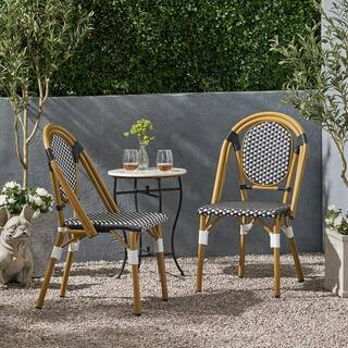 Boosicavelly French White and Black Aluminum Outdoor Bistro Chair (2-Pack) BOBCPC17B - The Home D... | The Home Depot