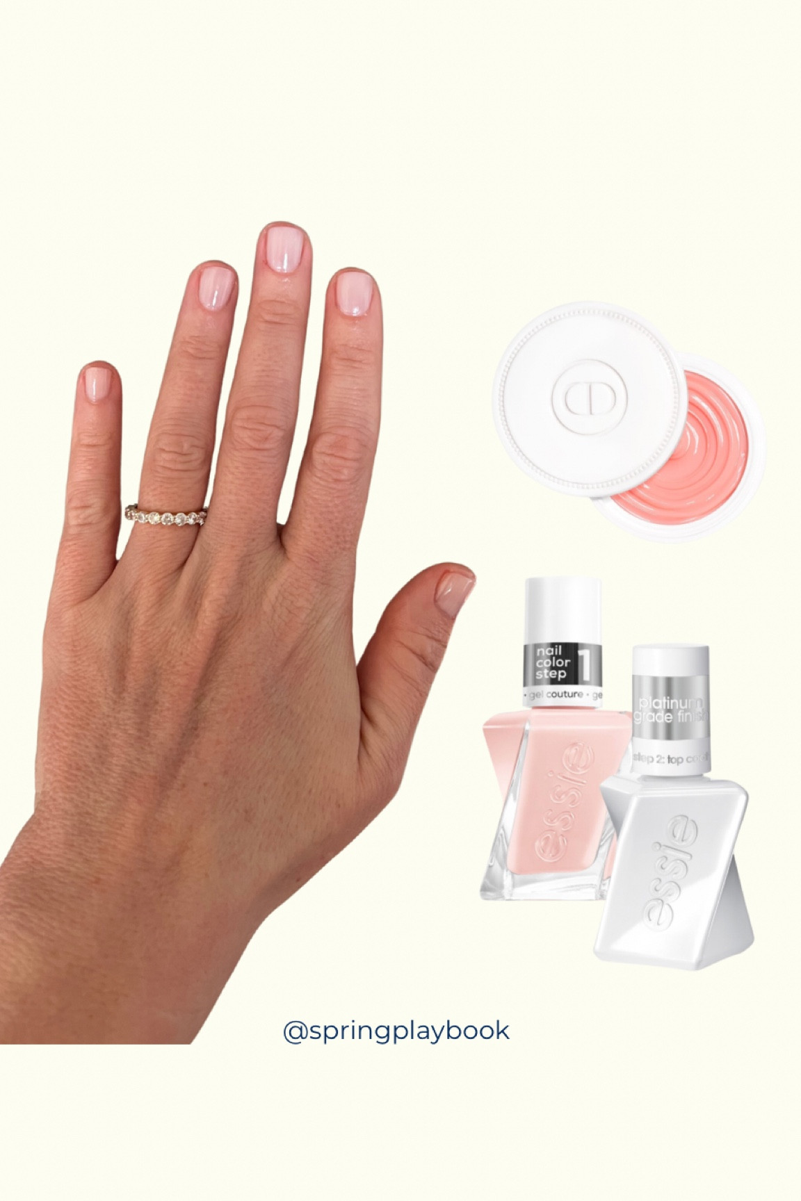 A classic subtle “barely there” warm pink nail. Essie Gel Couture in Fairy Tailor. Don’t forget the Dior apricot cuticle creme to extend your manicure and keep your hands fresh.

Light Summers check out the color Sheer Fantasy  

#createdcolorful #createdcolorfulspring #hocspring #tcispring #pcaspring #lightspring #warmspring #truespring #brightspring #clearspring #paintboxspring #bluespring #springnails