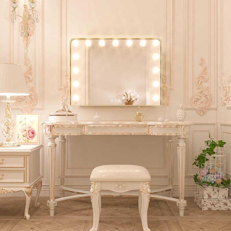 Jahziyah LED Lighted Hollywood Makeup Mirror Vanity Mirror with Dimmable & Memory Function | Wayfair North America