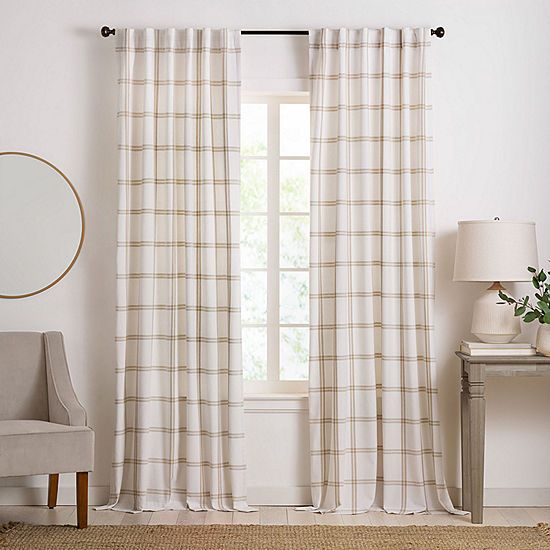 Elrene Home Fashions Double Windowpane Light-Filtering Rod Pocket Back Tab Curtain Panel | JCPenney