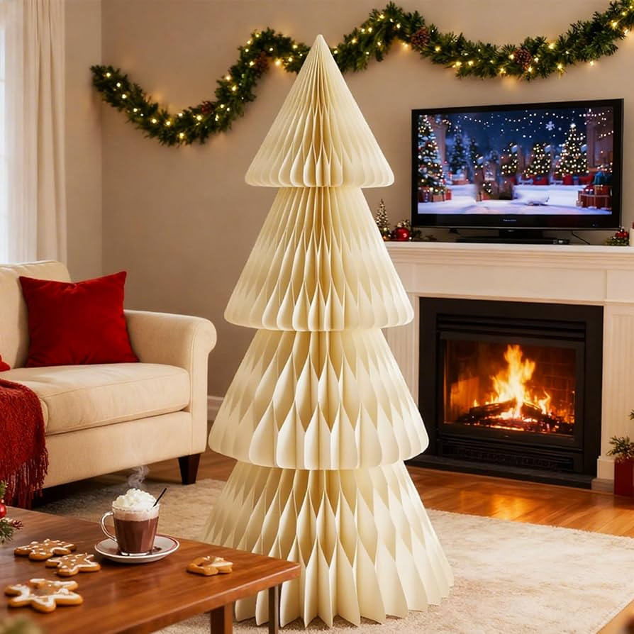 5ft Paper Honeycomb Tree - Cardboard Style 3D Xmas Papers Table Ornament Folding Trees, Effortles... | Amazon (US)