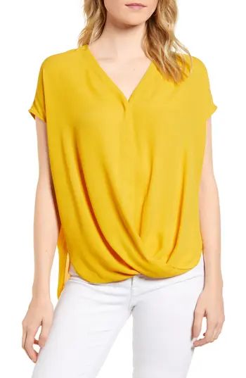 Women's Trouve Drape Front Top, Size XX-Small - Yellow | Nordstrom