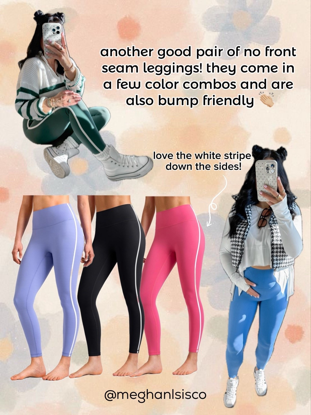 Love these no front seam leggings! 👏🏼 I’m wearing a size small & they still stretch perfectly over the bump! They’re super soft & not incredibly thick, so perfect for spring & summer! (also loving the white stripe down the side 😍) 



#LTKBump #LTKSaleAlert