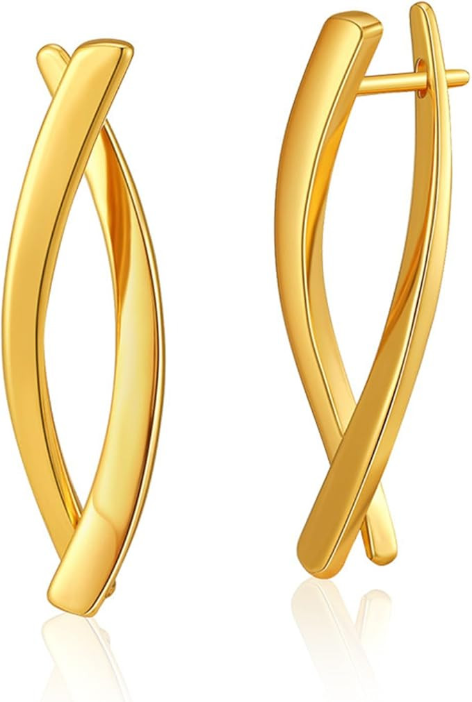 SEPTBIEN Women Gold Plated Twisted Line Long Dangle Earrings | Amazon (UK)